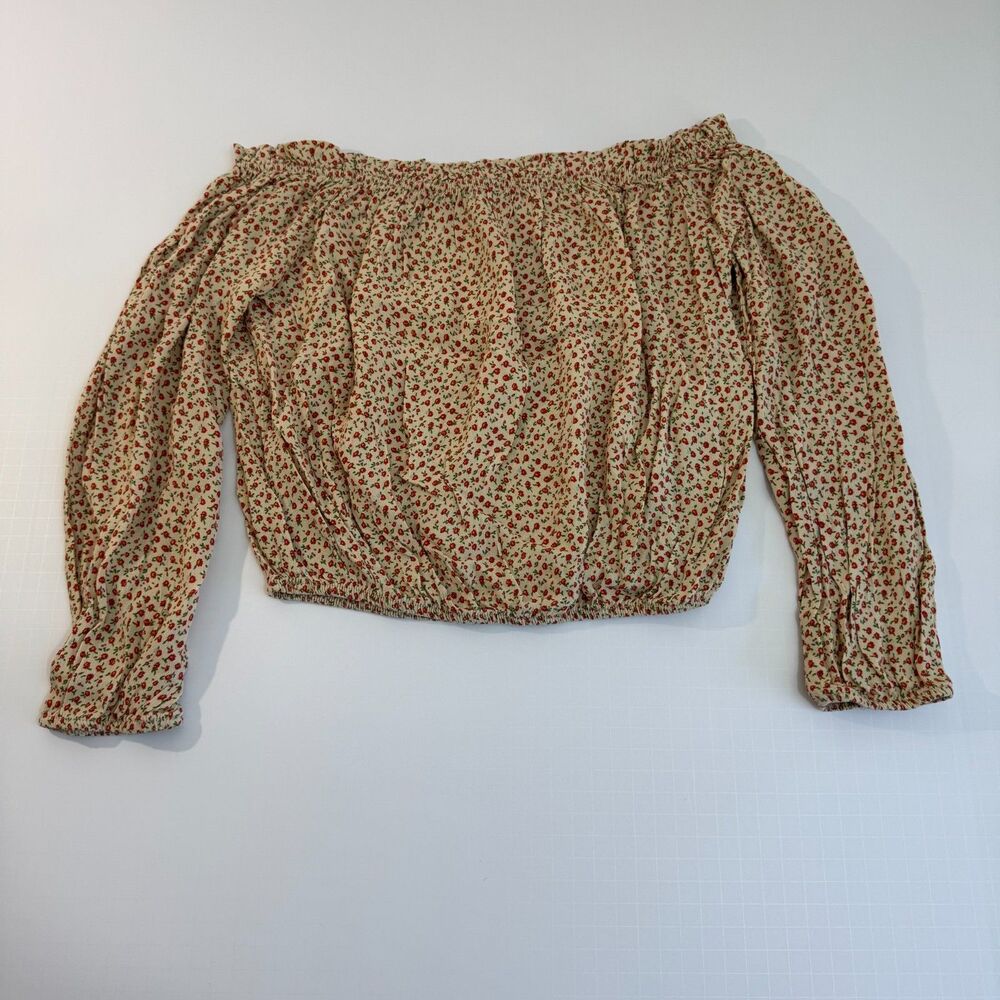 Brandy Melville Off Shoulder Size S Floral Yellow/Red Blouse Cropped Top‎